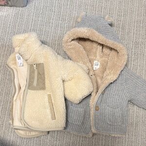 GAP Kids Cream and Gray Fleece Jacket Set